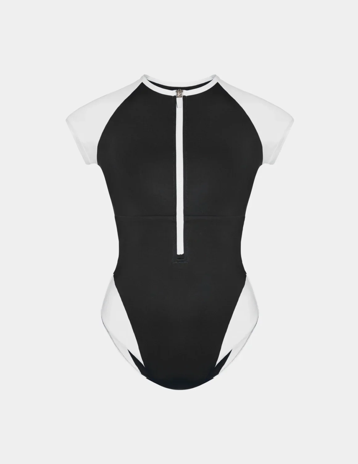 Cap-Sleeve One Piece Swimsuit - Color Block - Image 3