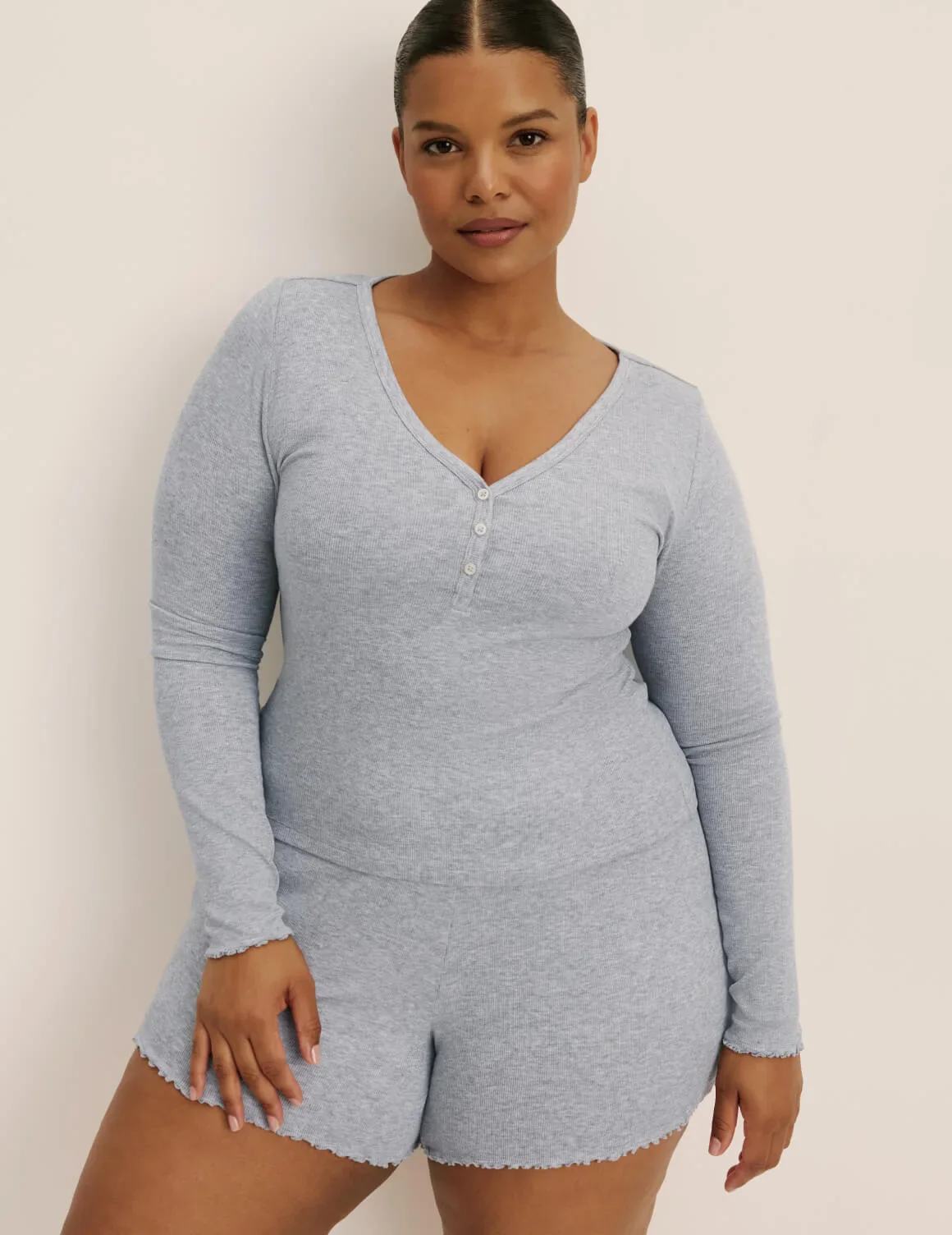 Modal Rib Long Sleeve Henley - Image 4