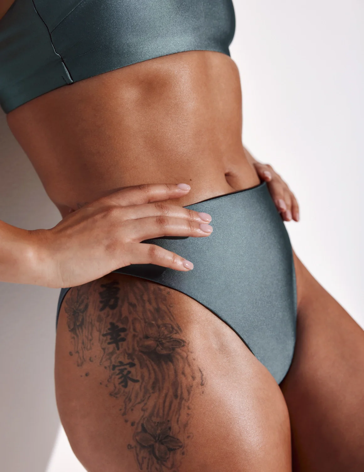 Shimmer High Cut Bikini Swim Bottom - Last Call - Image 4