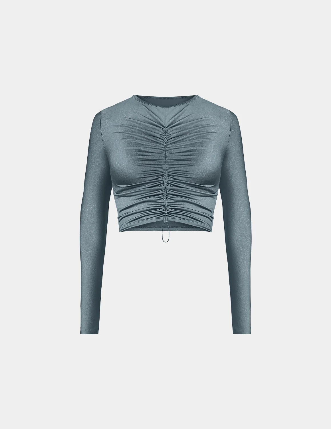 Shimmer Ruched Long Sleeve Swim Top - Last Call - Image 2