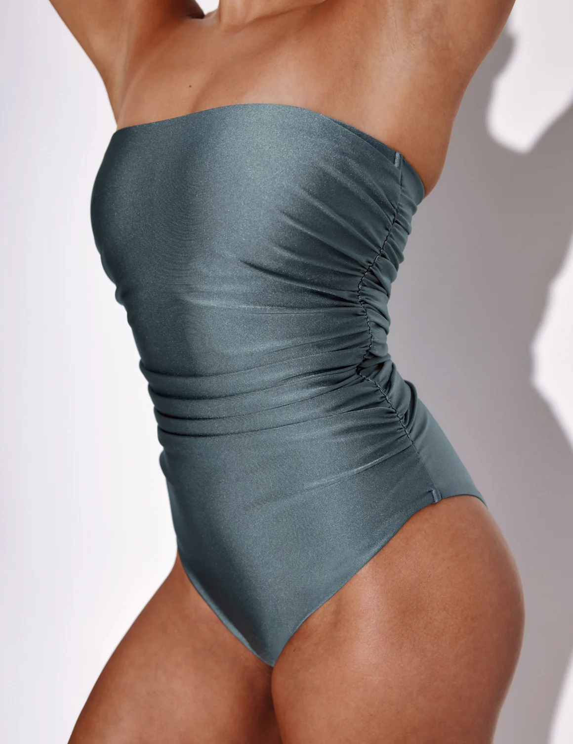 Shimmer Ruched One Piece Swimsuit - Last Call - Image 2