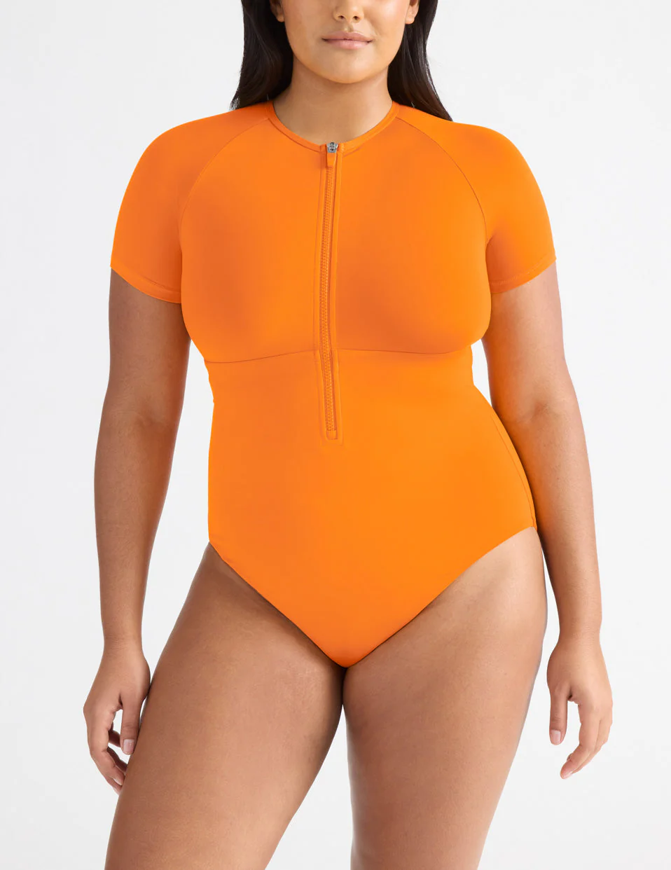 Short Sleeve Zip One Piece Swimsuit - Last Call - Image 10