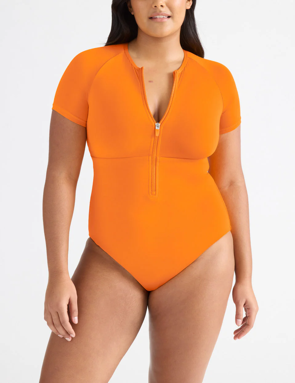 Short Sleeve Zip One Piece Swimsuit - Last Call - Image 6